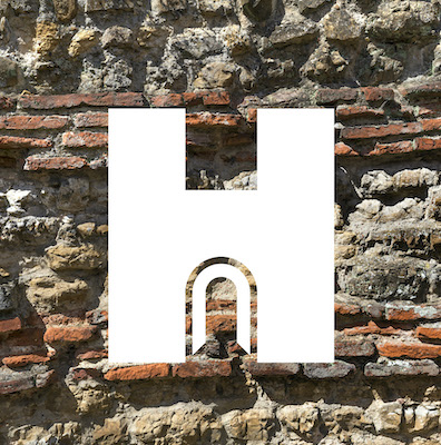 Heritage Open Days logo against Colchester's Roman Wall